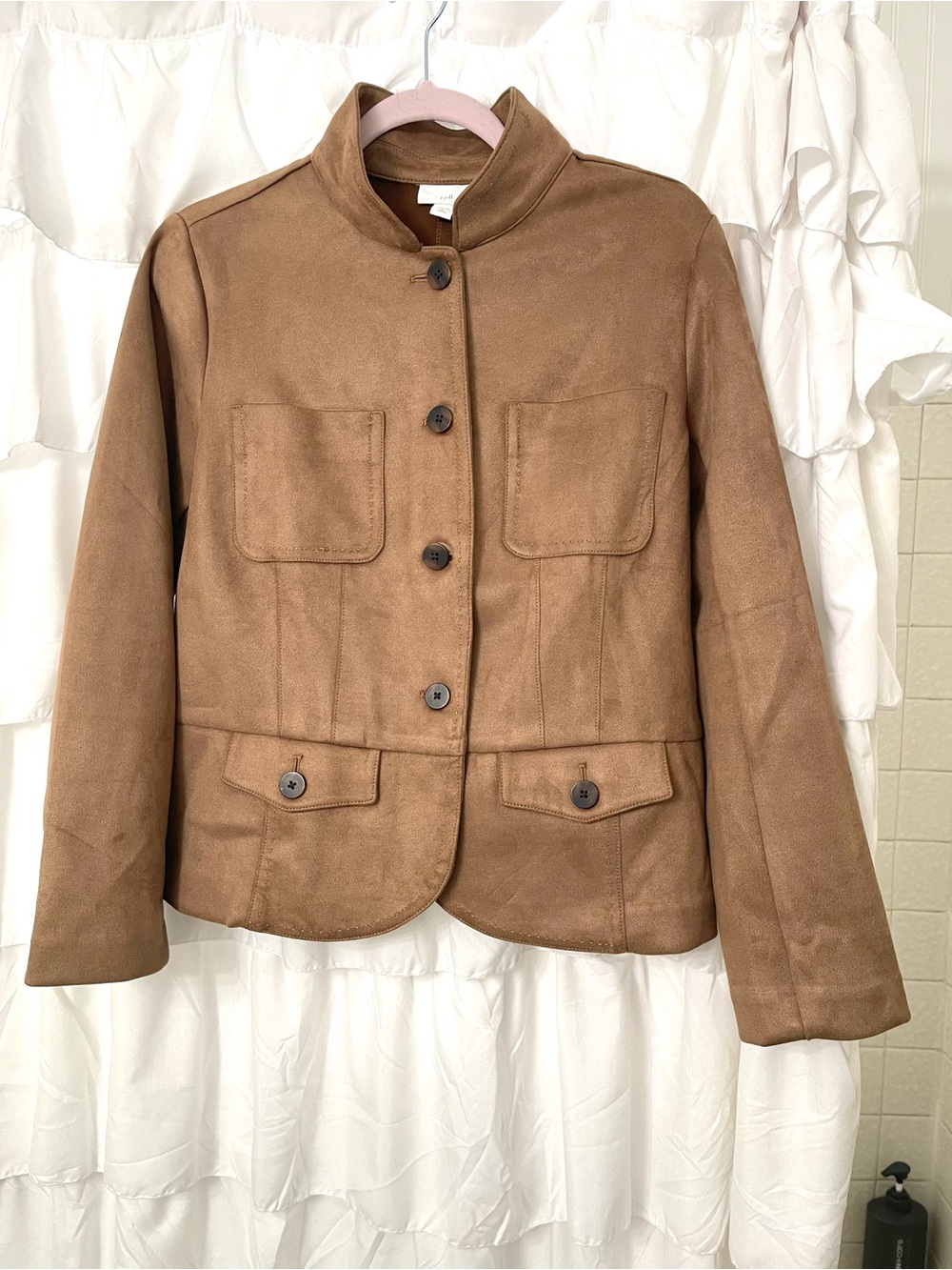 J. Jill Faux Suede Utility Jacket in Brown